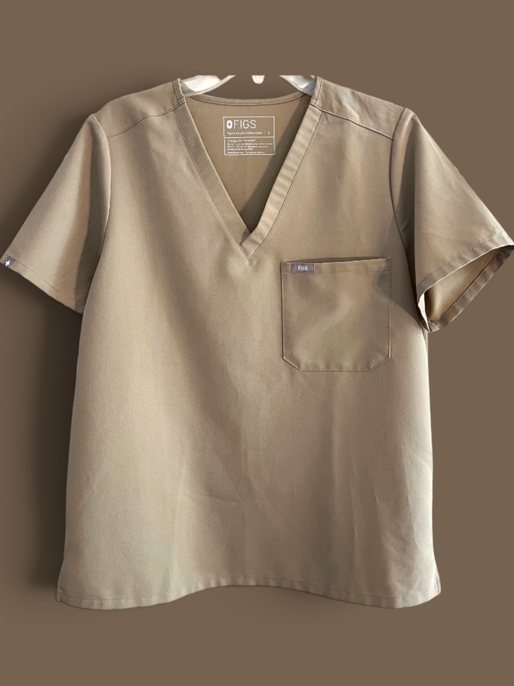 Figs Latte (#3083) Catarina Scrub Top Size Large